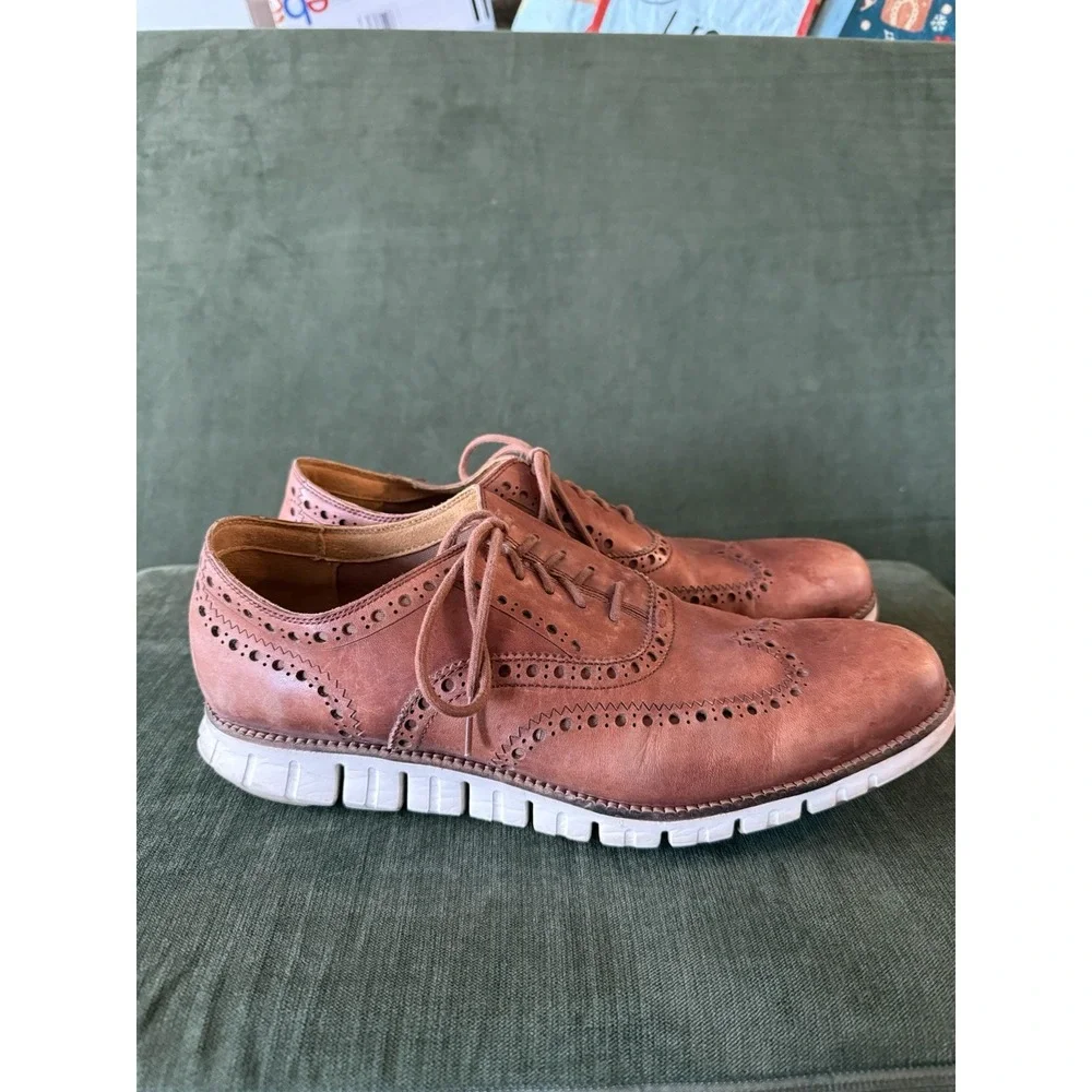 Cole Haan ZeroGrand Wingtip Oxford Dress Shoes British Tan‎ C23741 Men's 11 M